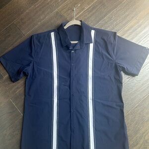 Buy 2 Save 30%: COOFANDY Men's Navy Blue Short Sleeve Shirt